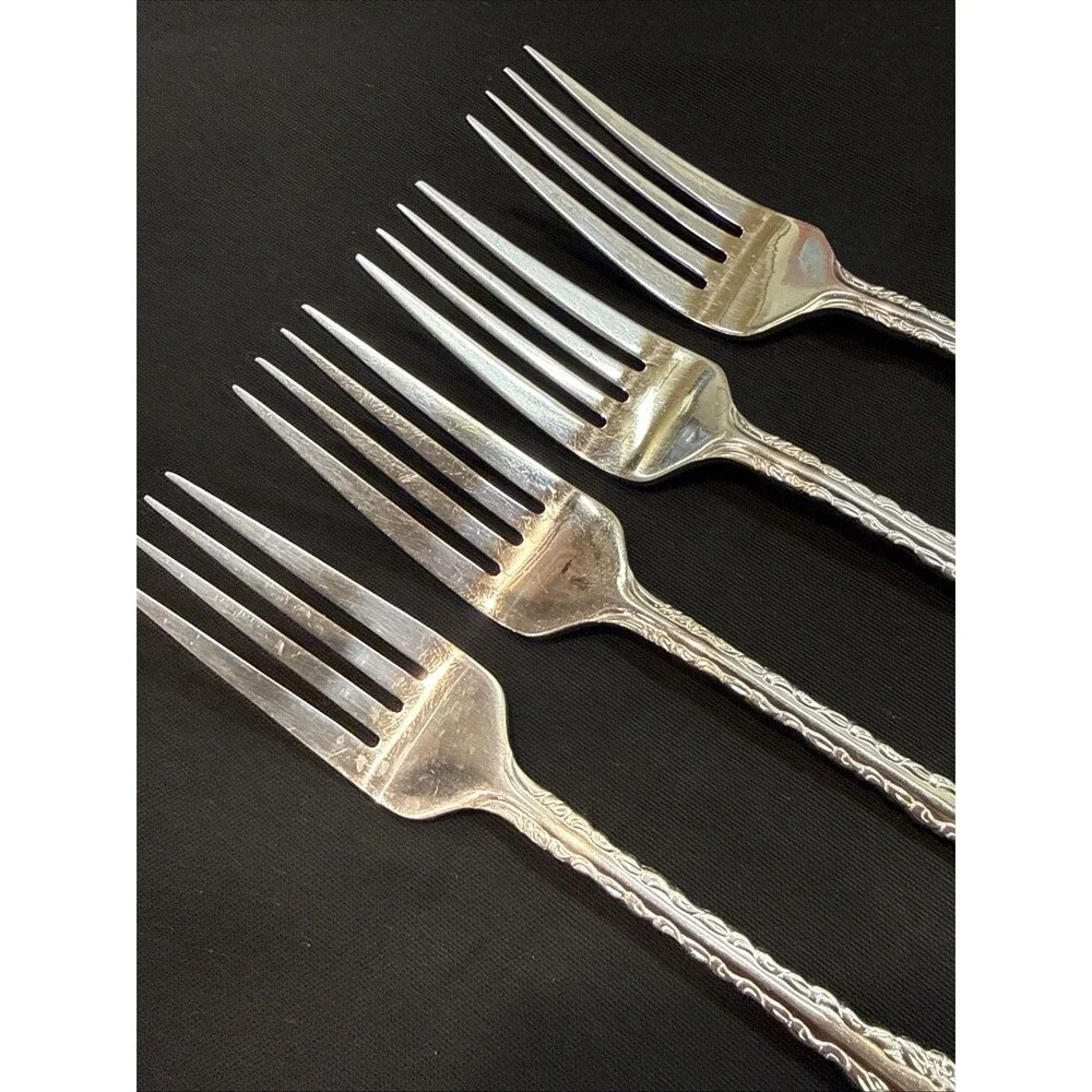 Wallace Stainless COUNTESS Set of 4 Dinner Forks M 18/10 China Flatware EUC